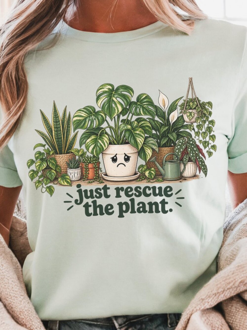 Funny Plant Lover Tee, Rescue the Plant, Tropical Houseplant Gift
